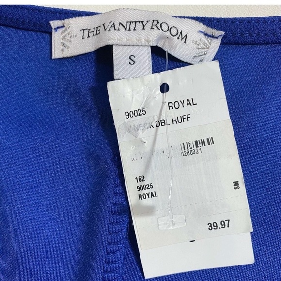 NWT Nordstrom Vanity Room Layered Bell Sleeve V Neck Royal Blue A-Line Dress - Picture 7 of 9